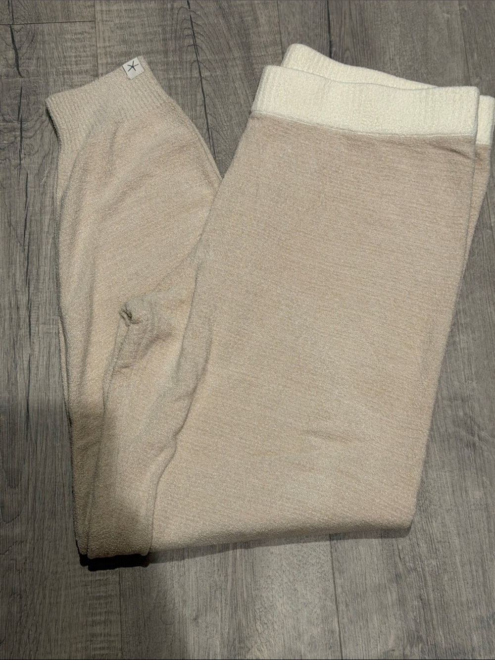 Barefoot Dreams Color Block ultra lite Joggers Women’s Neutral Beige Knit